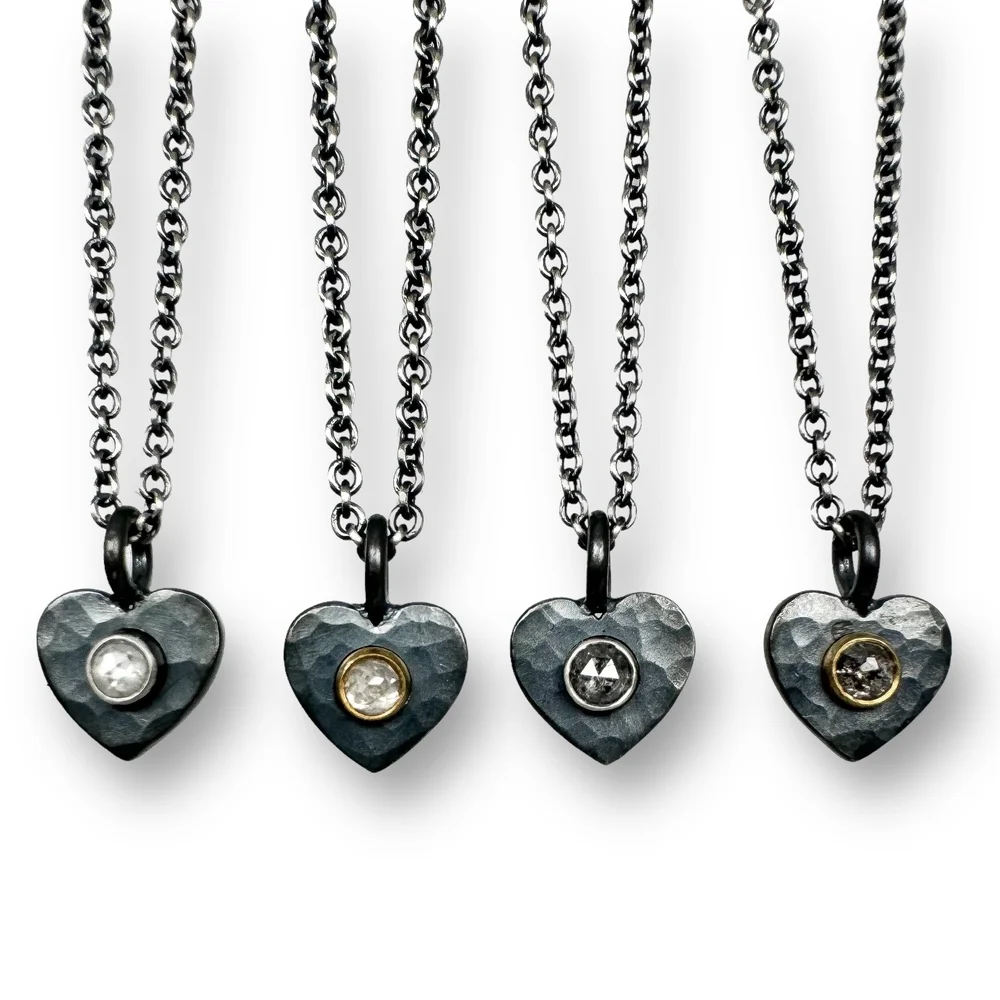 Icy Black Heart Necklace