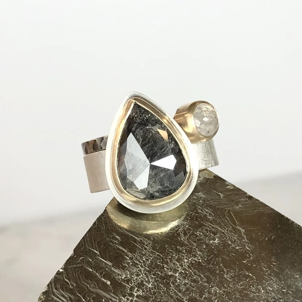 Custom Rustic Diamond Ring Stack