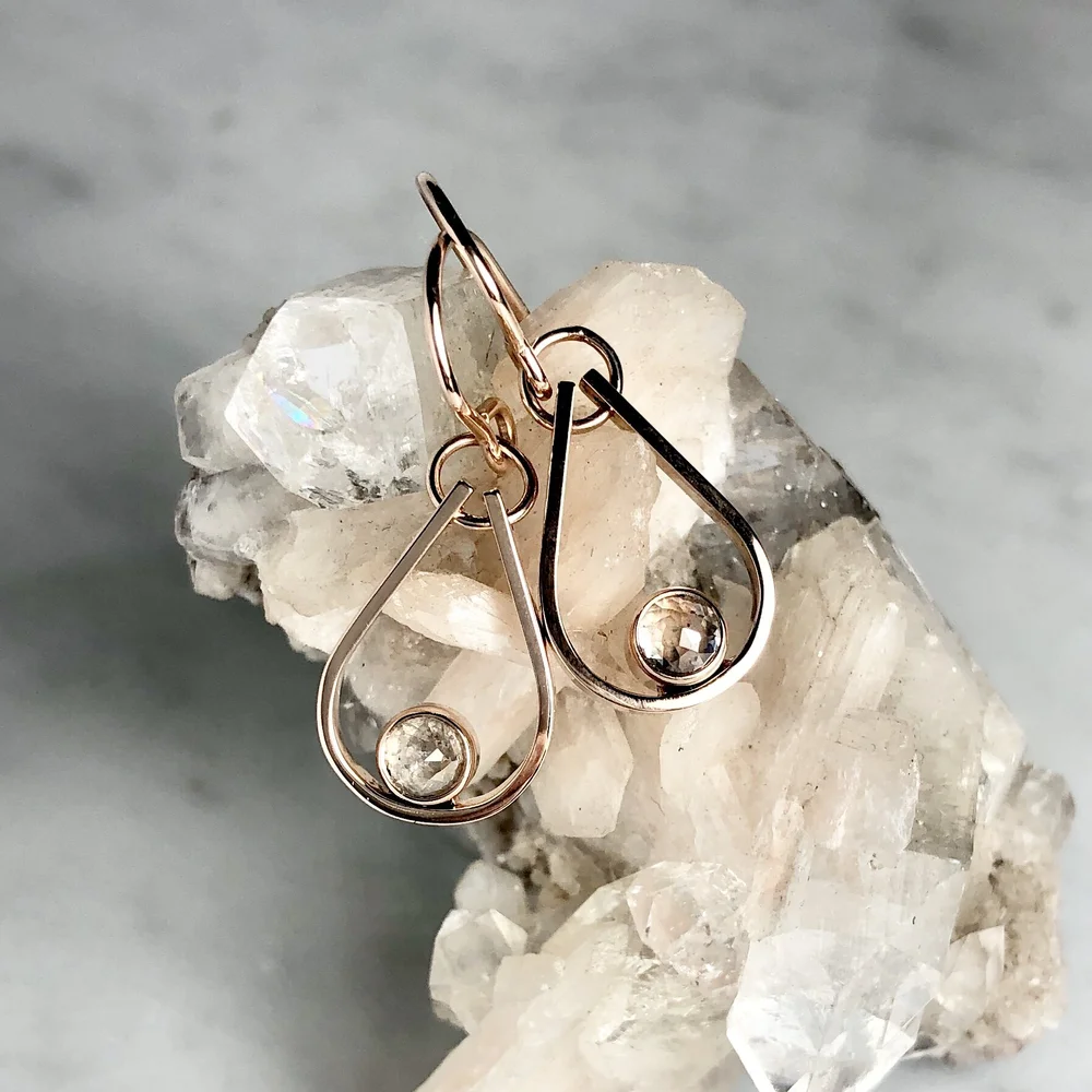 Custom Rose Gold And Diamond Earrings