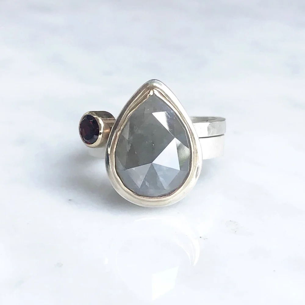 Custom Rustic Diamond Ring Stack
