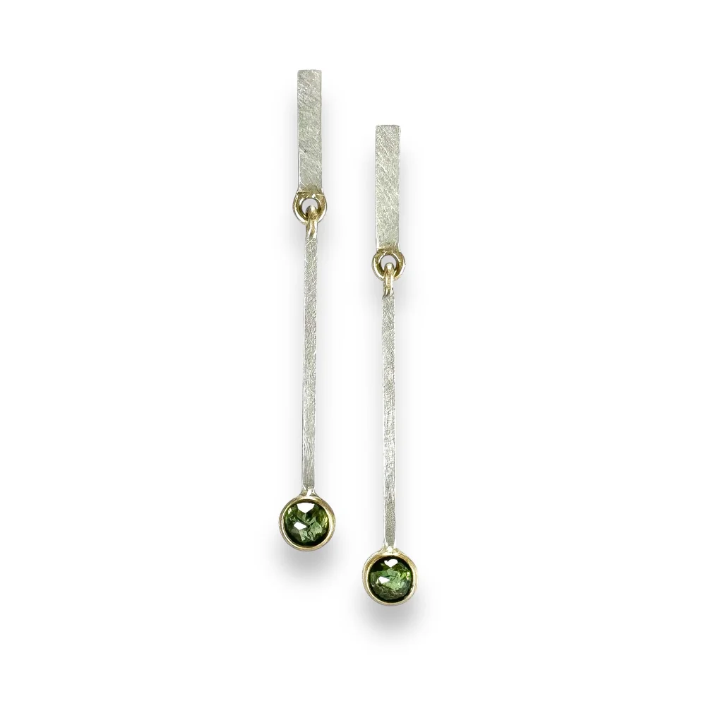 Green Diamond Drop Earrings