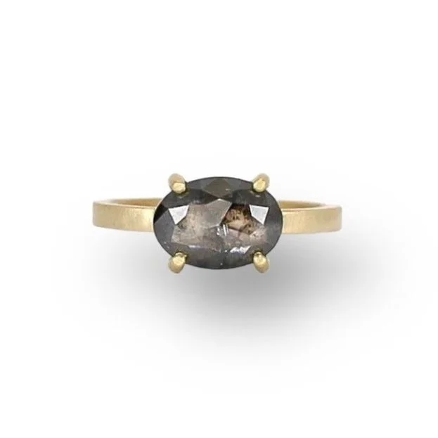 1.85ct Oval Salt & Pepper Diamond Ring