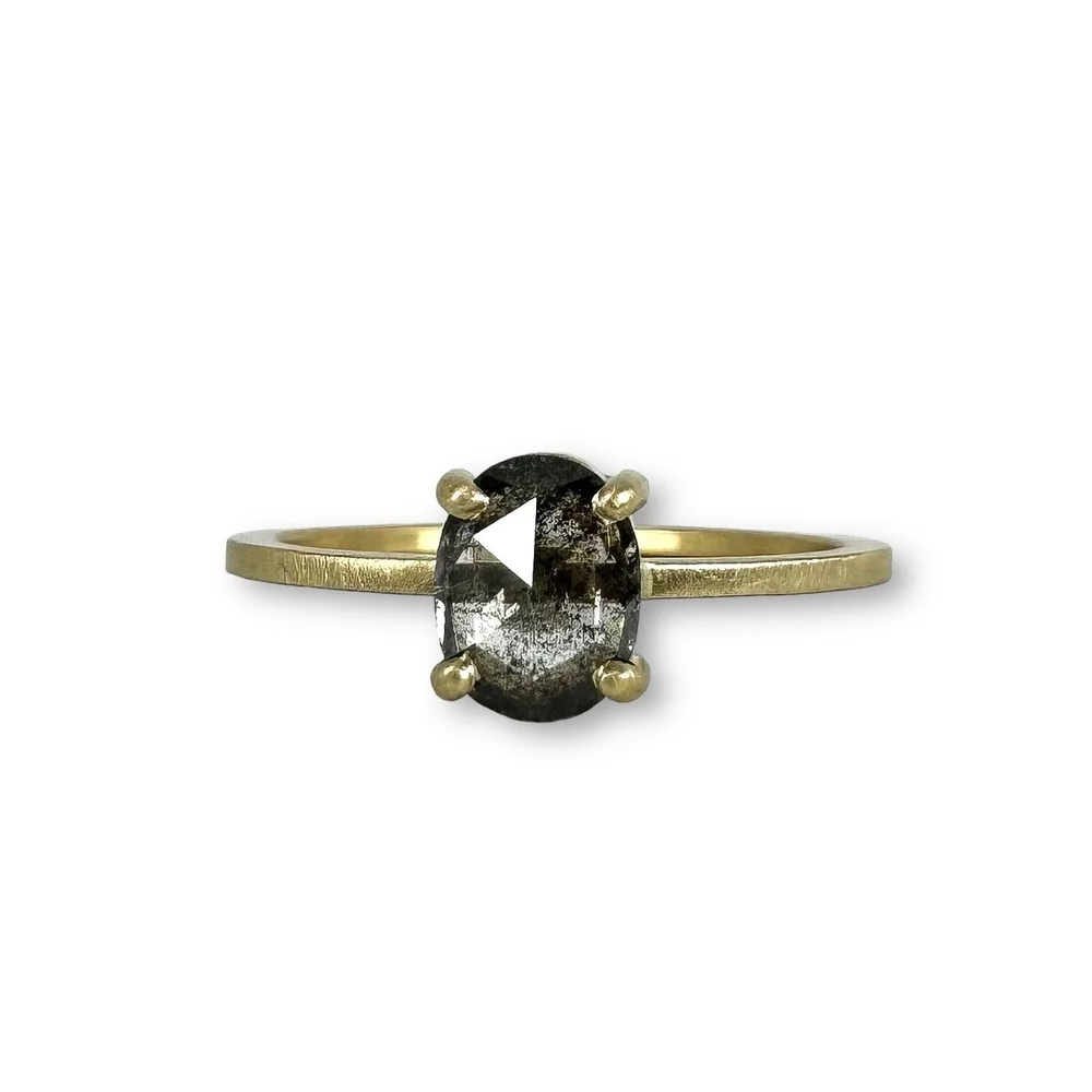 .80ct Salt & Pepper Oval Diamond Ring