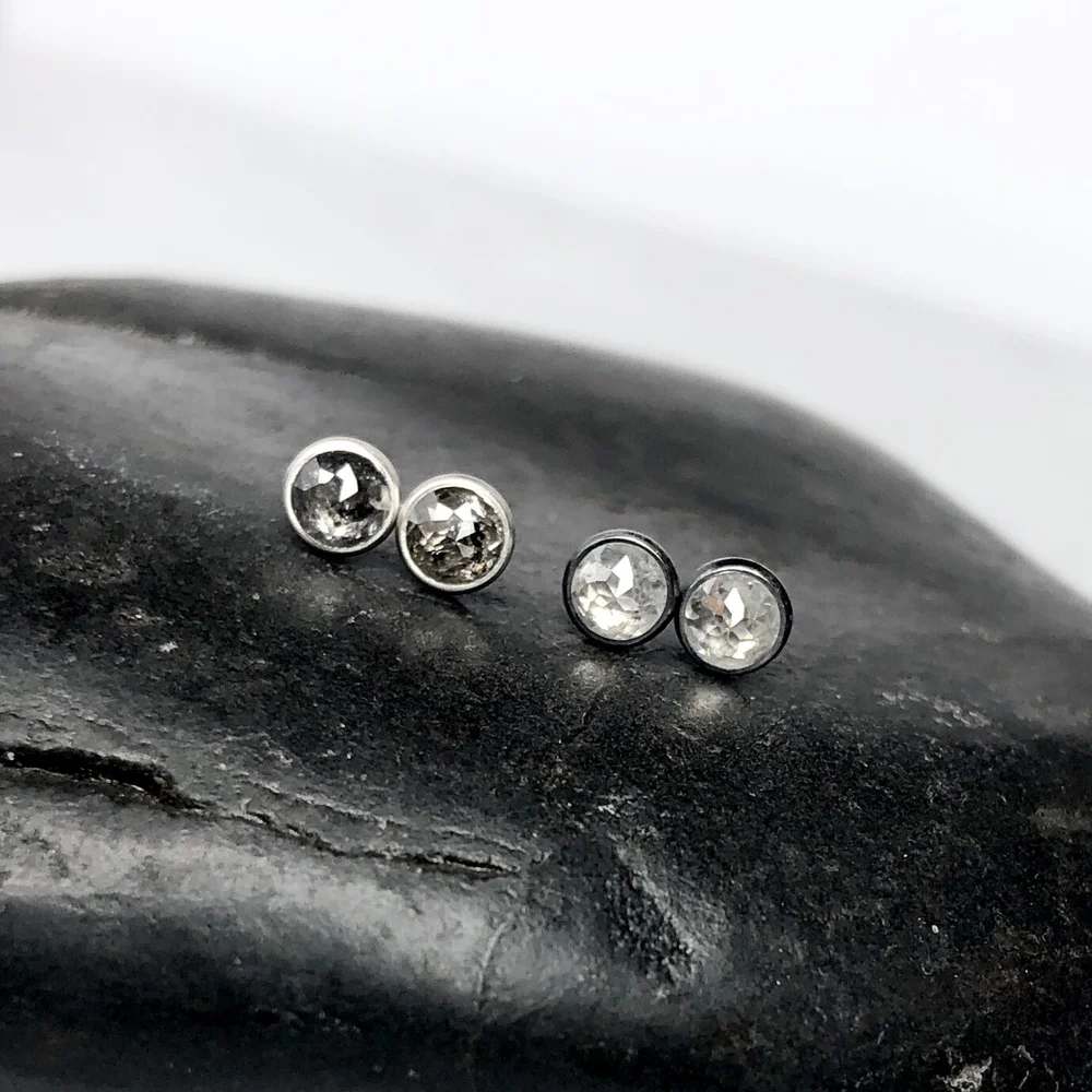Tiny Rose Cut Diamond Studs