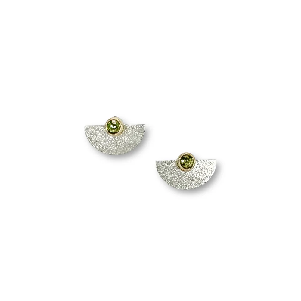 Green Diamond Half Moon Studs